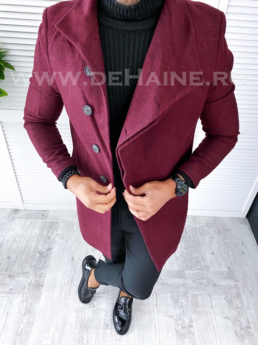 Palton barbati toamna slim fit grena 9694 s29